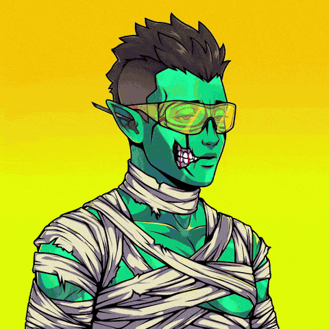 A Neon Primal — bandaged wanderer touched by the Neon
